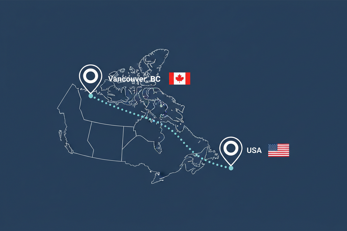 Vancouver to USA route